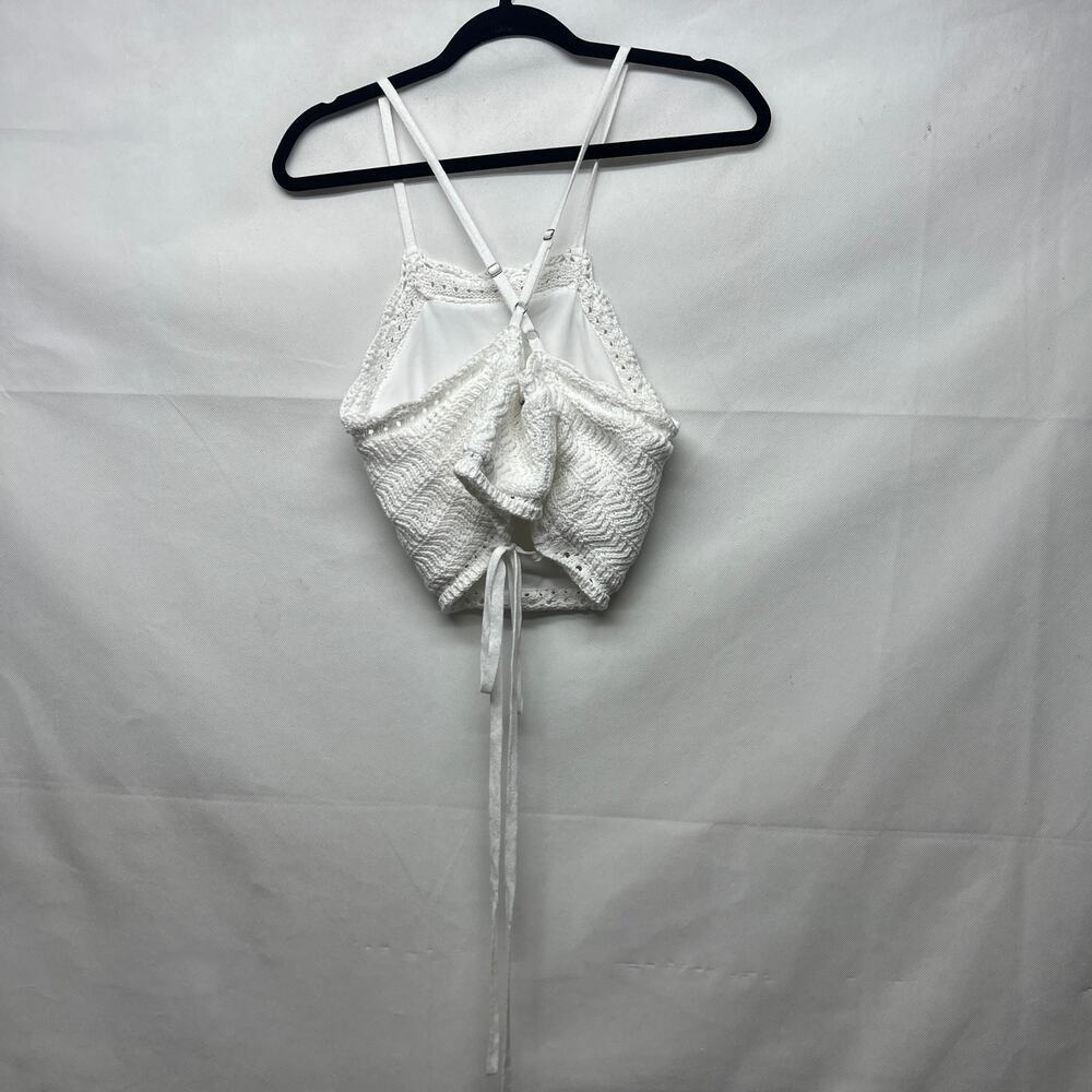 Hollister Juniors Crochet Cropped Top Medium Flirty Girly Coquette Beach Coastal - Picture 6 of 14